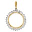 14K Two-tone Diamond Circle 21.6 mm Prong Coin Bezel Pendant