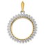 14K Two-tone Diamond Circle 22 mm Prong Coin Bezel Pendant
