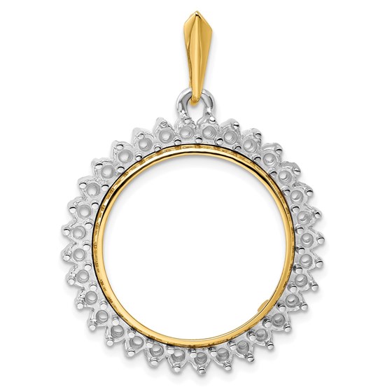 14K Two-tone Diamond Circle 22 mm Prong Coin Bezel Pendant 14K Two-tone Diamond Circle 22 mm Prong Coin Bezel Pendant