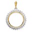 14K Two-tone Diamond Circle 22 mm Prong Coin Bezel Pendant