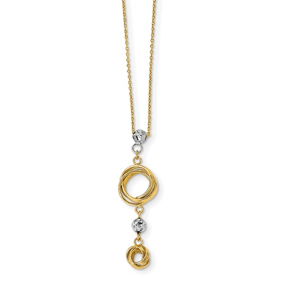 14k Two-tone Diamond-cut Beads & Love Knots Necklace - 18 in. 14k Two-tone Diamond-cut Beads & Love Knots Necklace - 18 in.