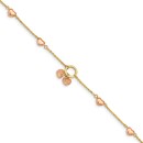 14k Two-tone Diamond-cut Hearts w/1in Ext. Bracelet - 7 in.