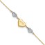 14K Two-tone Diamond-cut Puffed Heart Love Anklet - 10 in.
