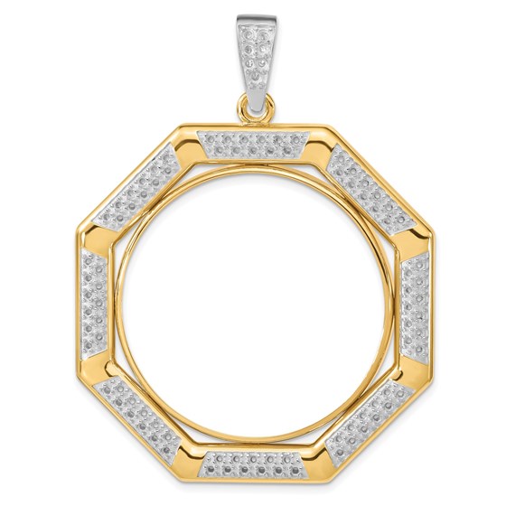 14K Two-tone Diamond Octagonal 34.2 mm Prong Coin Bezel Mtg 14K Two-tone Diamond Octagonal 34.2 mm Prong Coin Bezel Mtg