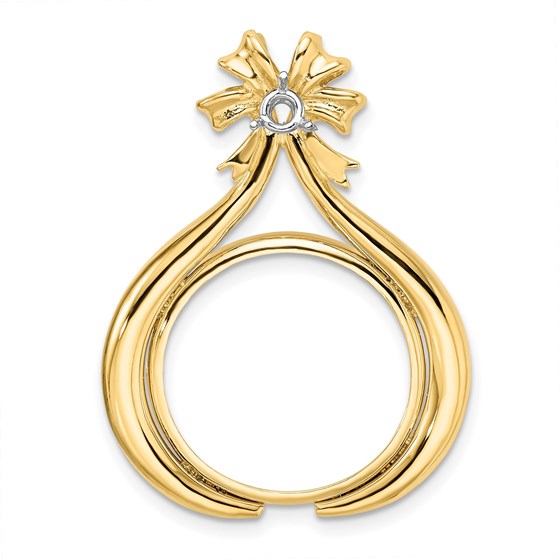 14K Two-tone Diamond Teardrop Bow 18 mm Coin Bezel Mtg 14K Two-tone Diamond Teardrop Bow 18 mm Coin Bezel Mtg