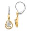 14k Two-tone Diamond Teardrop Dangle Leverback Earrings - 25 mm