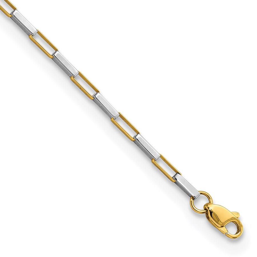 14K Two-tone Fancy Box Links 7.5in Bracelet - 7.5 in.