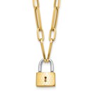 14K Two-tone Fancy Link with Lock Necklace - 18.25 in.