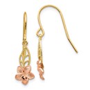 14k Two-tone Fancy Plumeria Dangle Earrings - 43 mm