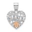 14K Two-tone Flower NANA Heart Pendant - 21 mm