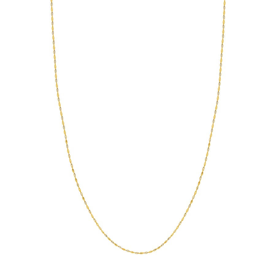 14K Two Tone Gold 1.35 mm Dorica Chain w/ Lobster Clasp - 24 in.