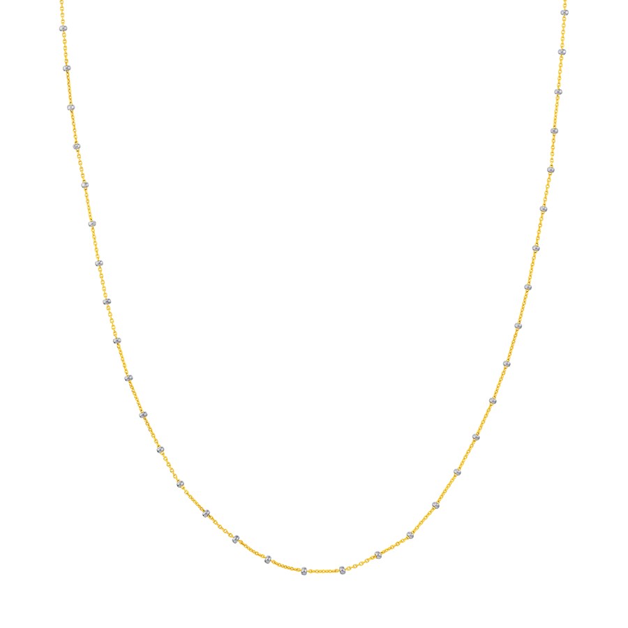 14K Two Tone Gold 1.8 mm Saturn Chain Spring Ring Clasp - 16 in.