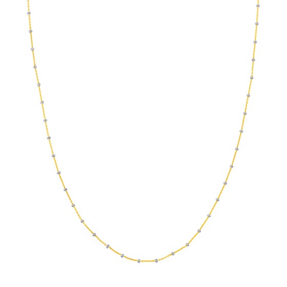 14K Two Tone Gold 1.8 mm Saturn Chain Spring Ring Clasp - 16 in. 14K Two Tone Gold 1.8 mm Saturn Chain Spring Ring Clasp - 16 in.