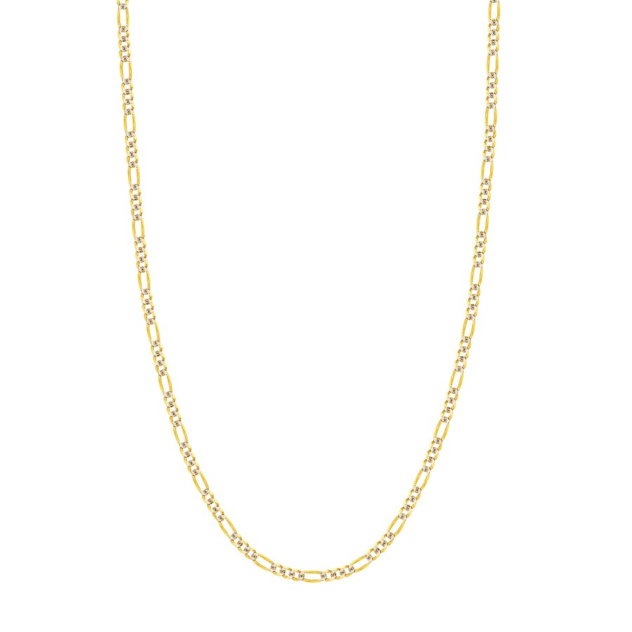 14K Two Tone Gold 3.2 mm Figaro Chain w/ Lobster Clasp - 30 in.