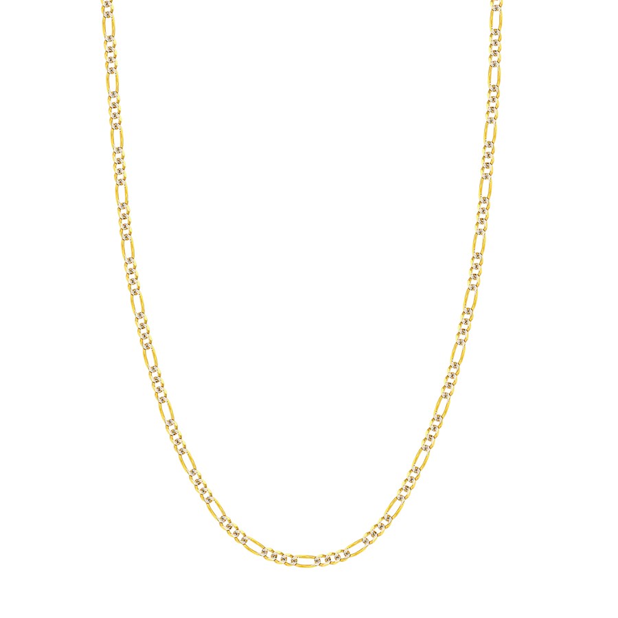 14K Two Tone Gold 3.9 mm Figaro Chain w/ Lobster Clasp - 22 in.
