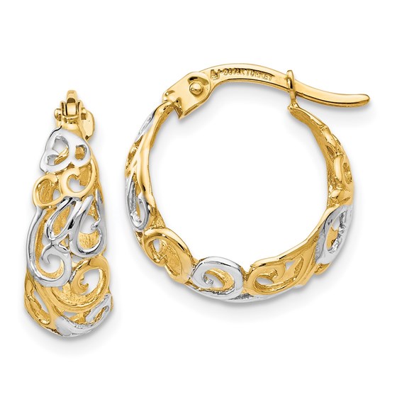 14K Two-tone Gold Earrings - 16 mm