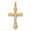 14K Two-tone Grooved Hollow INRI Crucifix Pendant - 35.3 mm