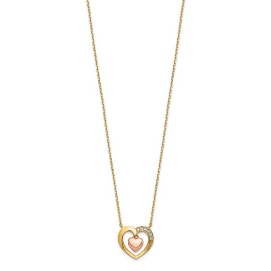 14K Two-Tone Hearts CZ with 2IN EXT Necklace - 20 in. 14K Two-Tone Hearts CZ with 2IN EXT Necklace - 20 in.