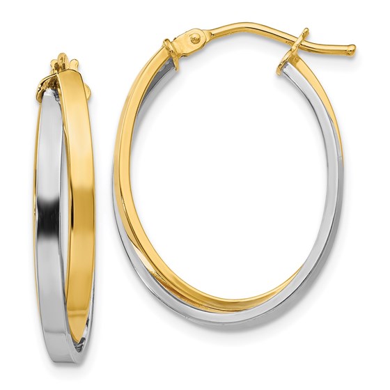 14K Two-tone Hinged Hoop Earrings - 23 mm 14K Two-tone Hinged Hoop Earrings - 23 mm