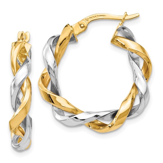 14K Two-tone Hoop Earrings - 24 mm 14K Two-tone Hoop Earrings - 24 mm