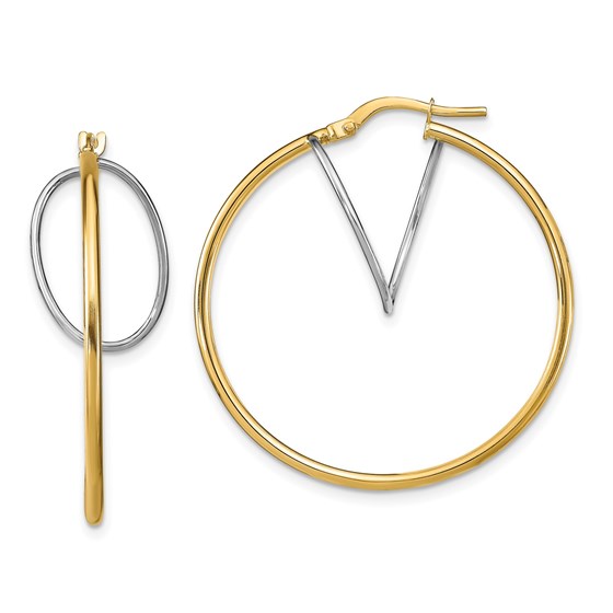 14K Two-Tone Hoop Earrings - 33.87 mm 14K Two-Tone Hoop Earrings - 33.87 mm