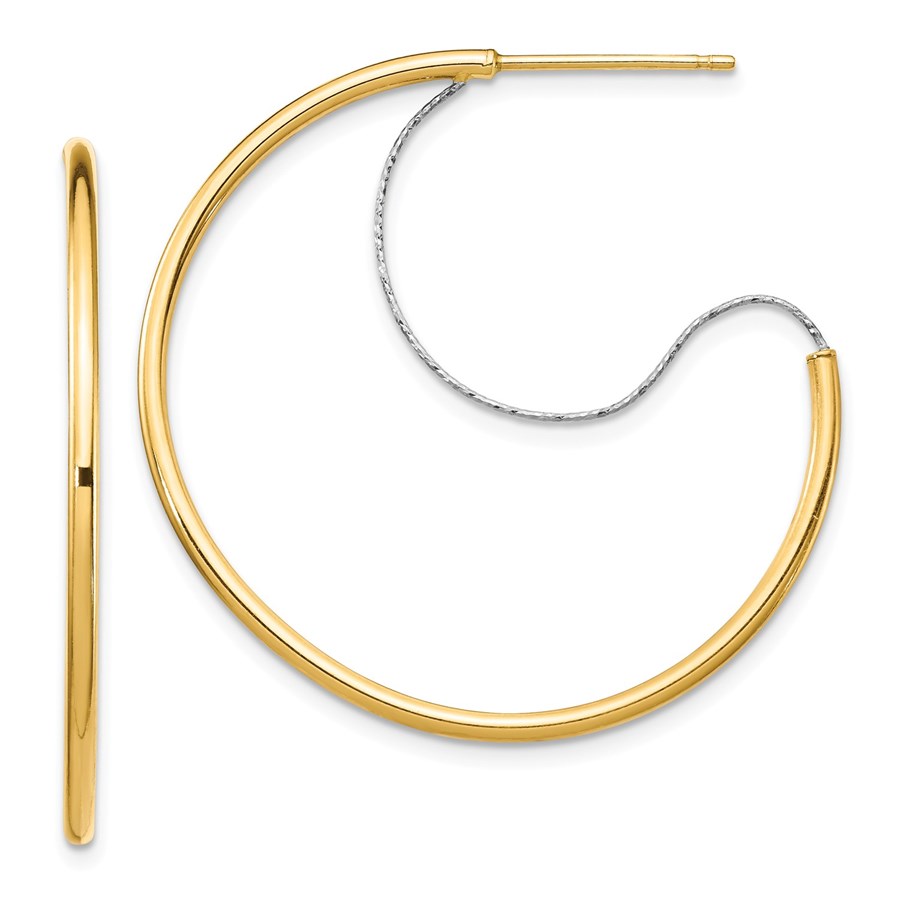 14k Two-Tone Large Polished Hoop Earrings - 2x30 mm
