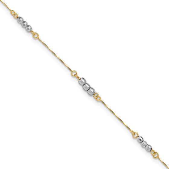 14K Two-tone Mirror Beaded Bracelet - 7.25 in. 14K Two-tone Mirror Beaded Bracelet - 7.25 in.