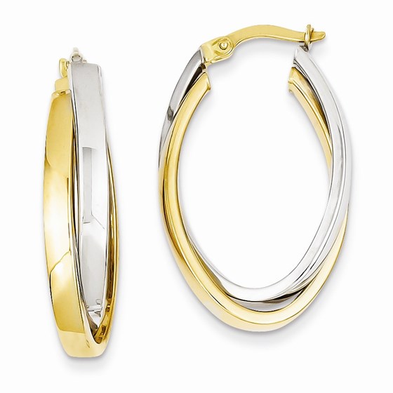 14k Two-tone Oval Hoop Earrings 14k Two-tone Oval Hoop Earrings