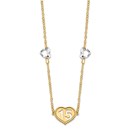 14K Two-tone Polished 15 Heart w/2 in ext Necklace - 18.5 in.