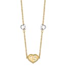 14K Two-tone Polished 15 Heart w/2 in ext Necklace - 18.5 in.