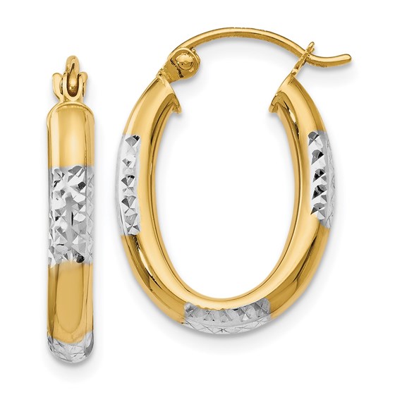 14K Two-tone Polished and D/C Hinged Earrings - 20 mm 14K Two-tone Polished and D/C Hinged Earrings - 20 mm