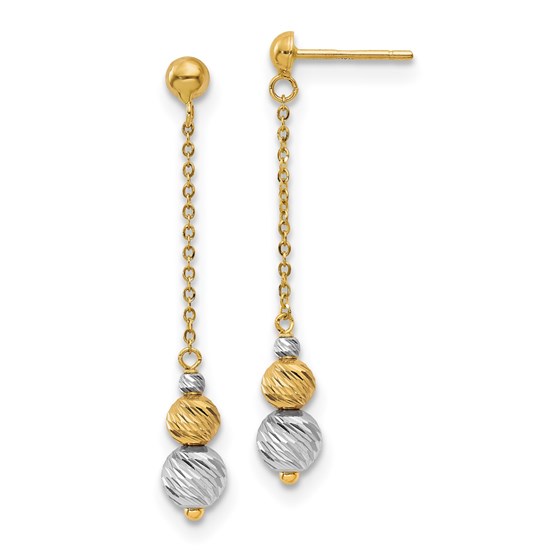 14K Two-tone Polished and Textured Dangle Earrings - 42 mm 14K Two-tone Polished and Textured Dangle Earrings - 42 mm
