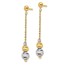 14K Two-tone Polished and Textured Dangle Earrings - 42 mm