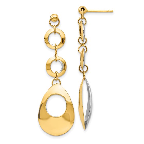 14K Two-tone Polished Circle Oval Post Earrings - 40 mm 14K Two-tone Polished Circle Oval Post Earrings - 40 mm
