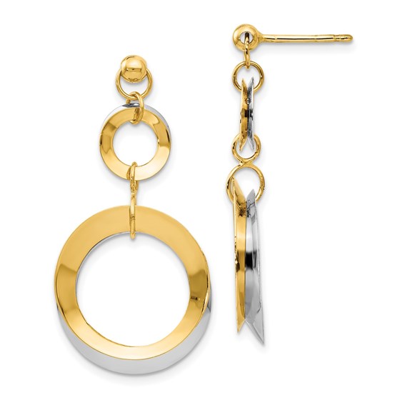 14K Two-tone Polished Circle Reversible Post Earrings - 31.5 mm