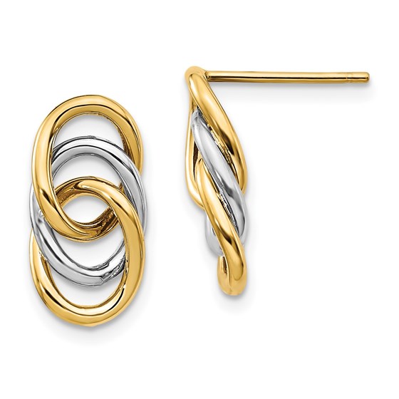 14K Two-tone Polished Circles Post Earrings - 15 mm 14K Two-tone Polished Circles Post Earrings - 15 mm