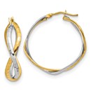 14K Two-tone Polished Criss Cross Hoop Earrings - 28.75 mm