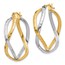 14K Two-tone Polished Criss Cross Hoop Earrings - 28.75 mm