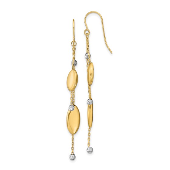 14K Two-tone Polished D/C Dangle Earrings - 59.49 mm 14K Two-tone Polished D/C Dangle Earrings - 59.49 mm