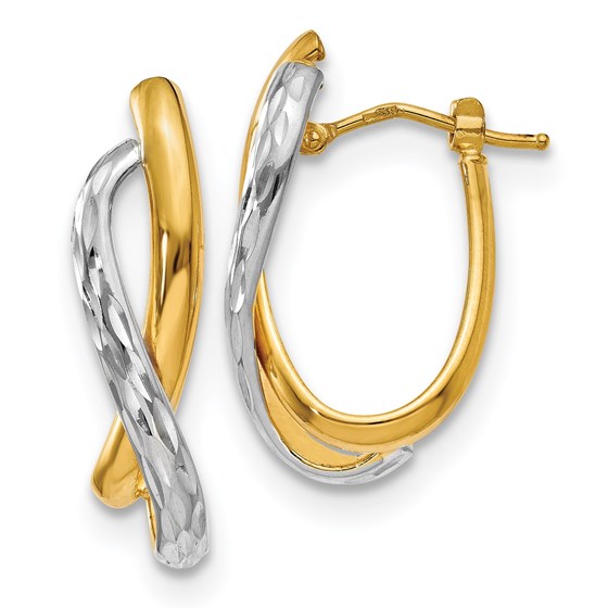 14K Two-tone Polished & D/C Earrings - 26 mm 14K Two-tone Polished & D/C Earrings - 26 mm