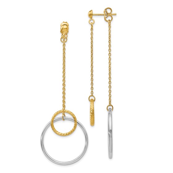 14K Two-tone Polished D/C Front and Back Earrings - 66 mm 14K Two-tone Polished D/C Front and Back Earrings - 66 mm
