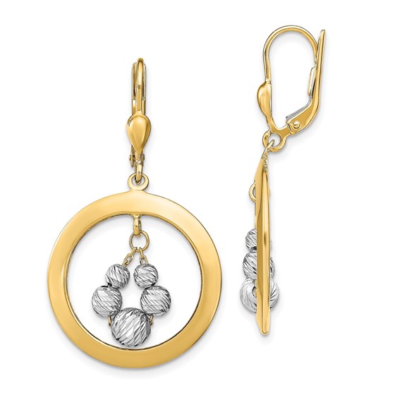 14K Two-tone Polished D/C Leverback Earrings - 24.05 mm 14K Two-tone Polished D/C Leverback Earrings - 24.05 mm