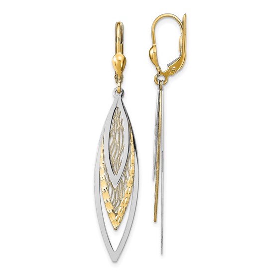 14K Two-tone Polished D/C Leverback Earrings - 50.37 mm 14K Two-tone Polished D/C Leverback Earrings - 50.37 mm