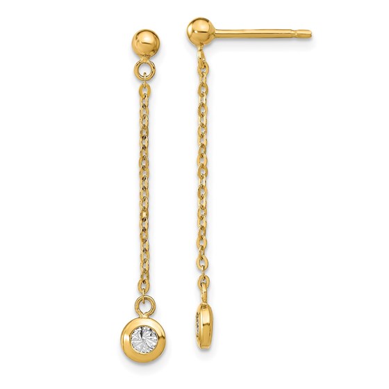 14K Two-tone Polished D/C Post Dangle Earrings - 35.8 mm 14K Two-tone Polished D/C Post Dangle Earrings - 35.8 mm