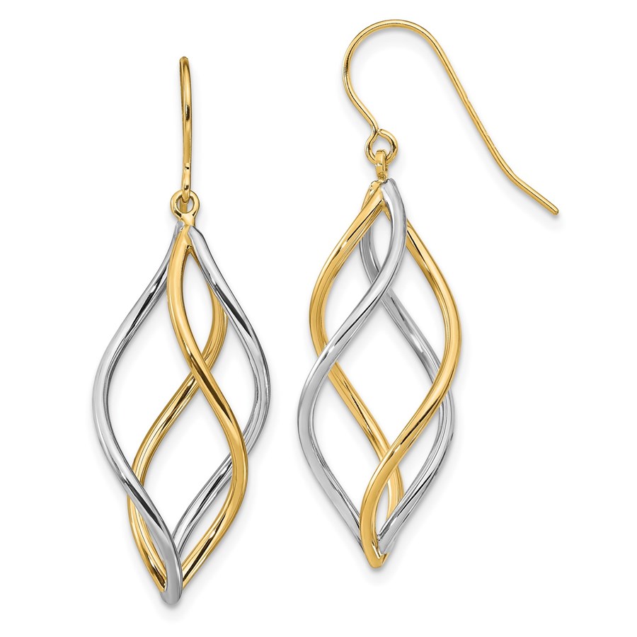 14K Two-tone Polished Dangle Earrings - 38.8 mm