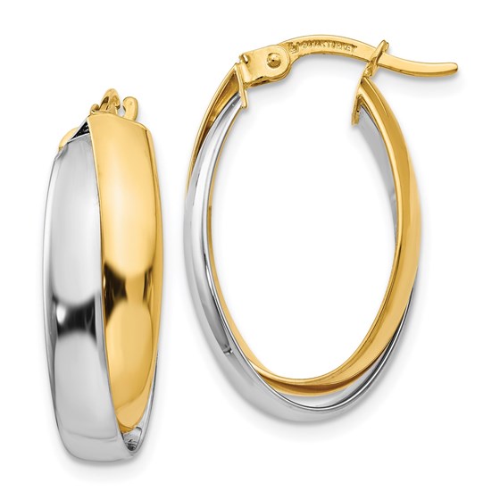 14K Two-tone Polished Double Oval Hoop Earrings - 23 mm 14K Two-tone Polished Double Oval Hoop Earrings - 23 mm