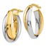 14K Two-tone Polished Double Oval Hoop Earrings - 23 mm