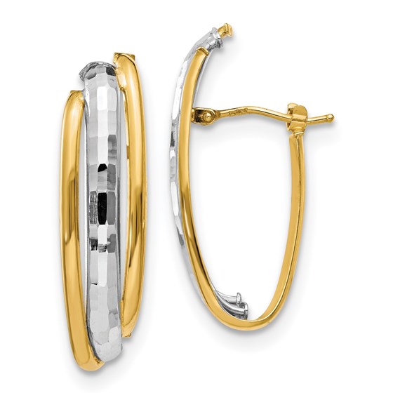 14K Two-tone Polished Earrings - 32.5 mm 14K Two-tone Polished Earrings - 32.5 mm