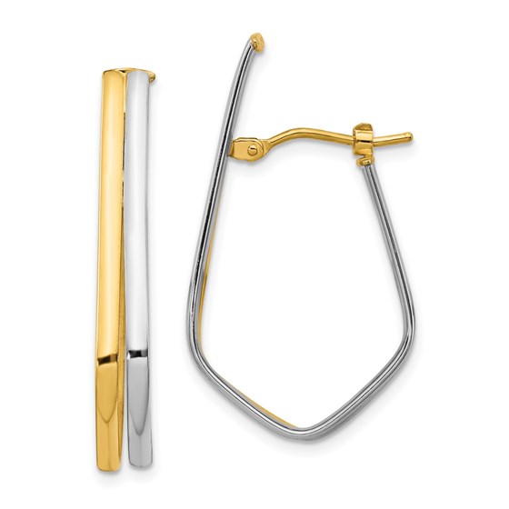 14K Two-tone Polished Fancy Hoop Earrings - 34 mm 14K Two-tone Polished Fancy Hoop Earrings - 34 mm