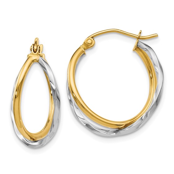 14K Two-tone Polished Hinged Earrings - 22 mm 14K Two-tone Polished Hinged Earrings - 22 mm